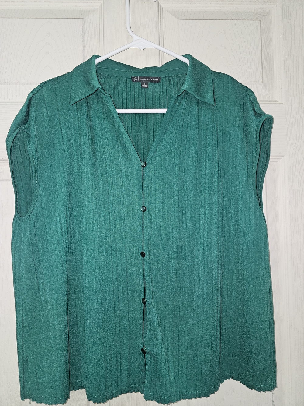 Adrianna Papell Teal Green Sleeveless Button Front Blouse